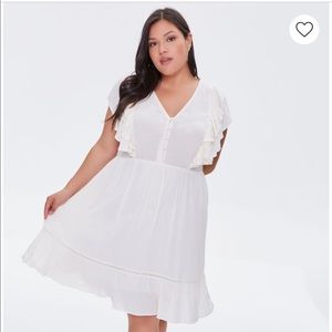 White/Cream Ruffled Mini Dress